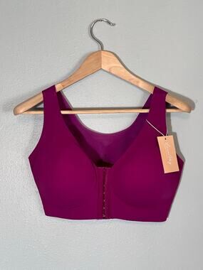 Clasp Front Purple Magenta XL Sports Bra High Support New Other Wide Strap READ